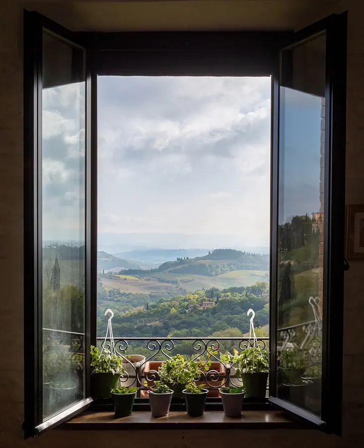 Daylight coming through an open window