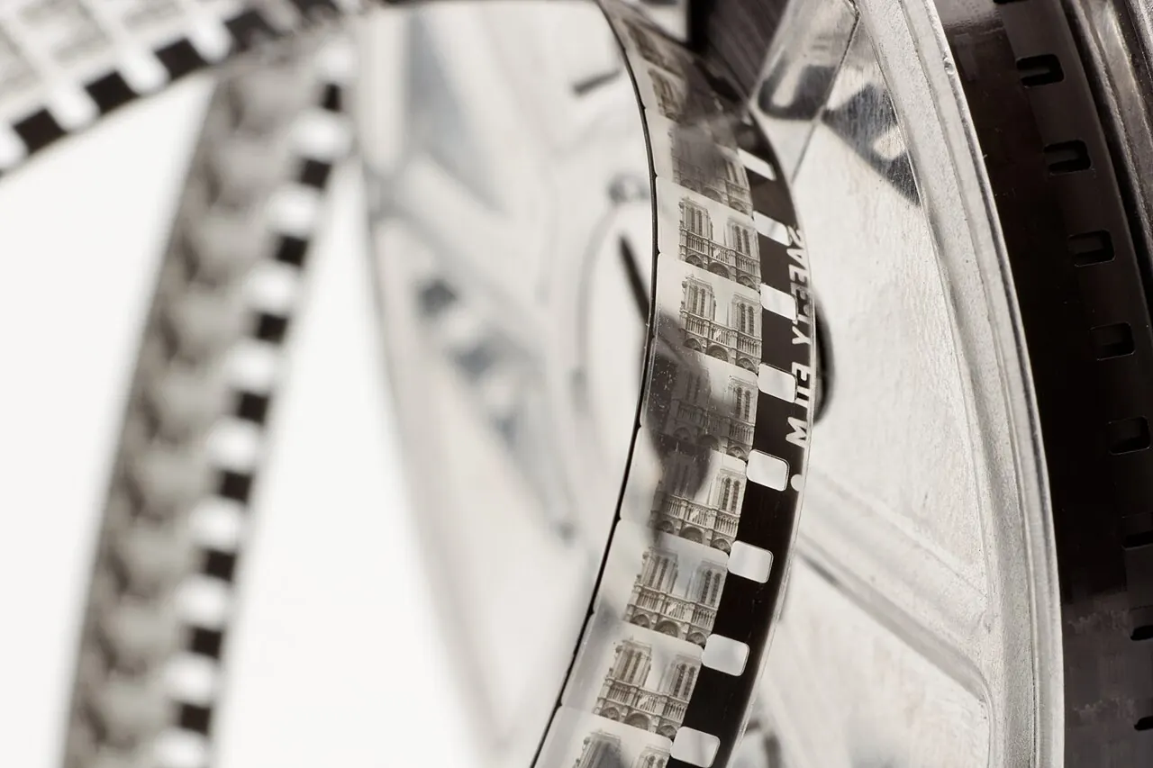 Close-up of a reel of 35mm film