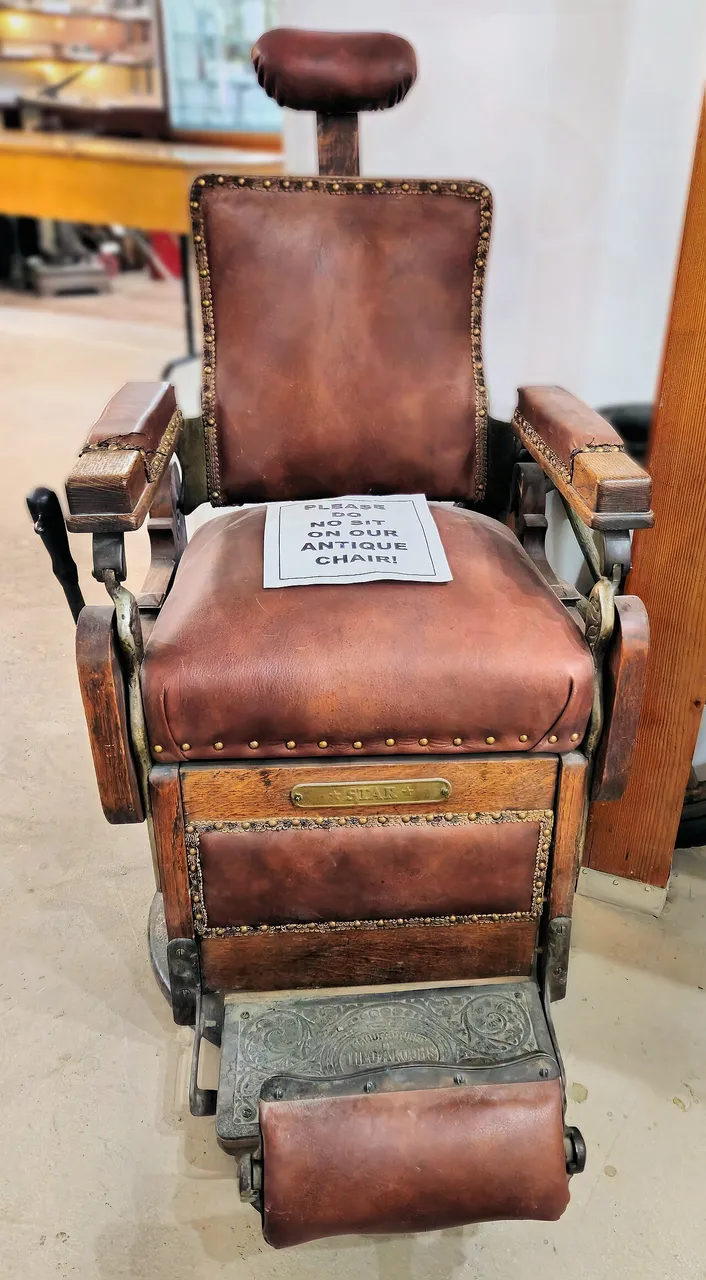 Antique leather barber chair