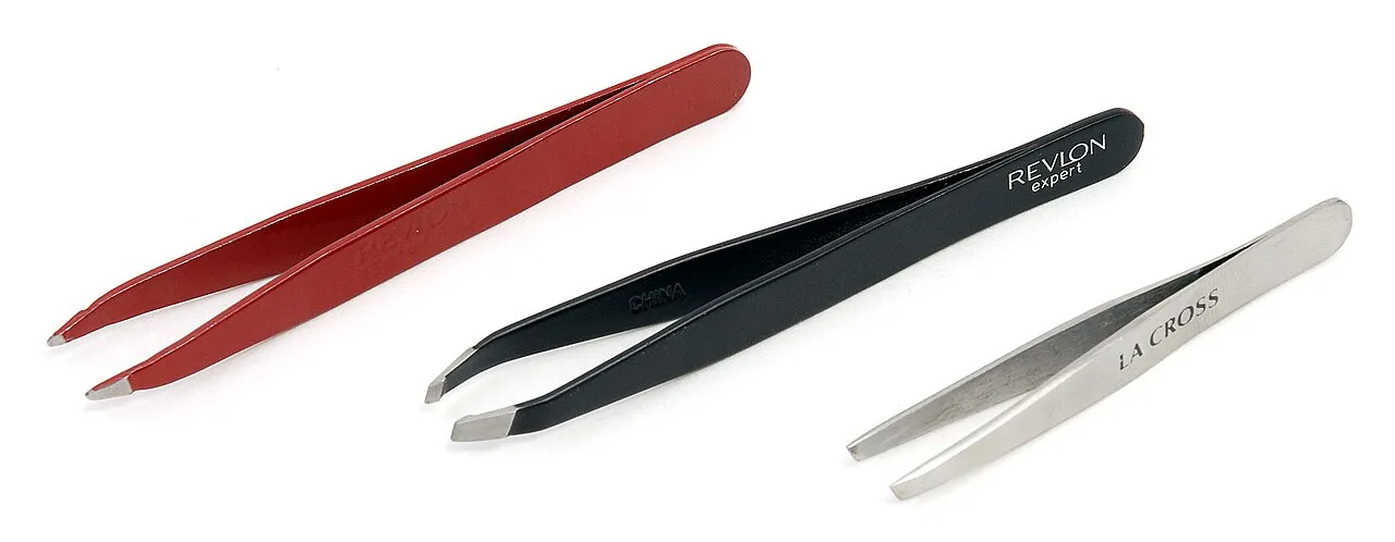Three pairs of slanted tweezers