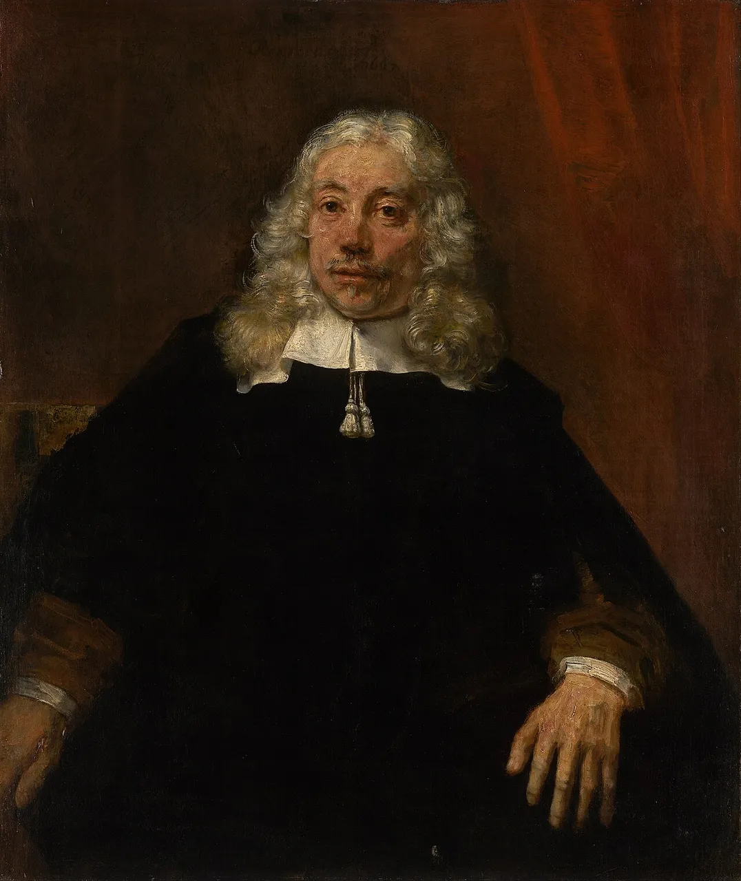 Old master portrait of a man with long grey hair