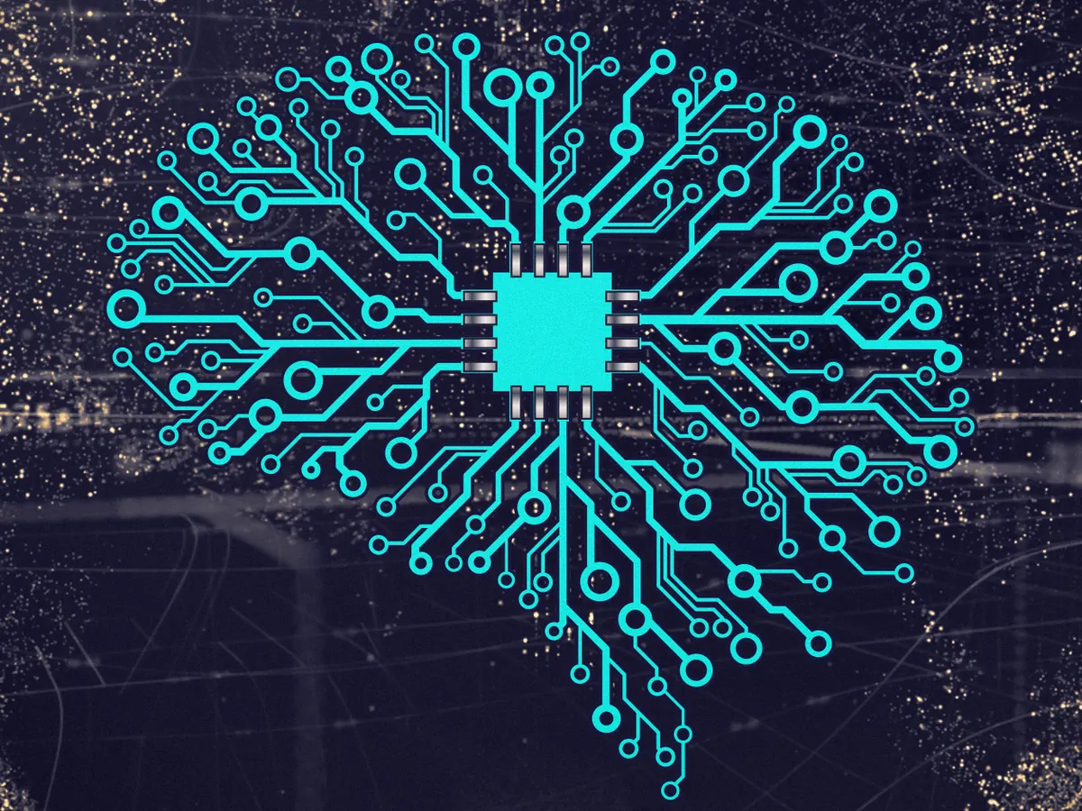 Illustration of a brain drawn as circuit traces