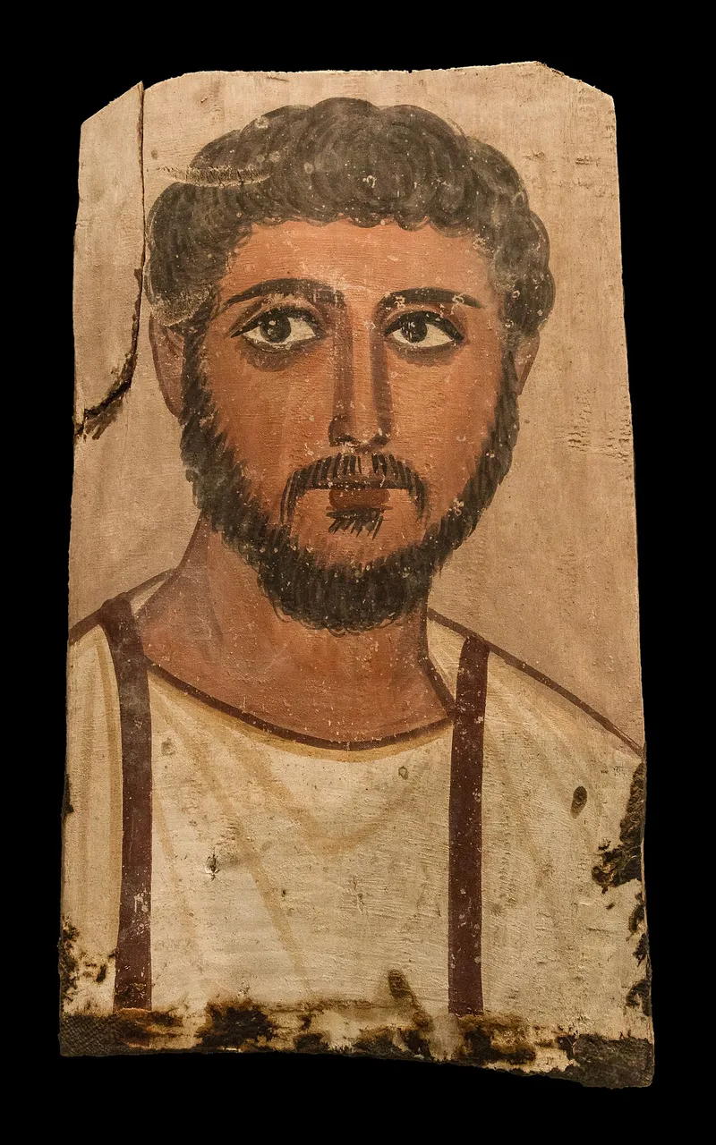 Fayum mummy portrait of a bearded man from Roman Egypt