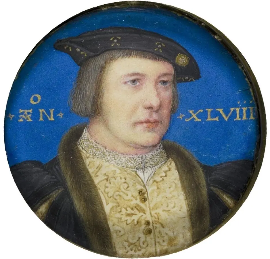 A 16th-century Holbein portrait miniature of a man in a black cap