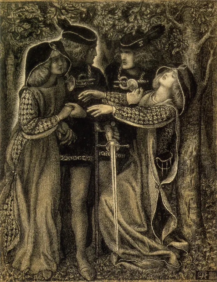 How They Met Themselves, Dante Gabriel Rossetti's drawing of a couple meeting their doubles